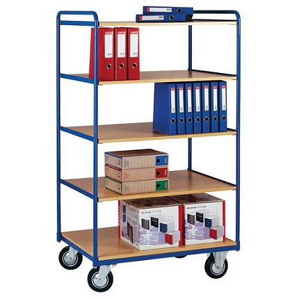 Vysoký policový vozík, do 200 kg, 5 polic