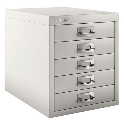 Kovový kontejner Bisley, 5 zásuvek, šedý