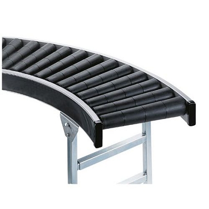 Válečkový dopravník s plastovými válečky, šířka 620 mm, zatáčka