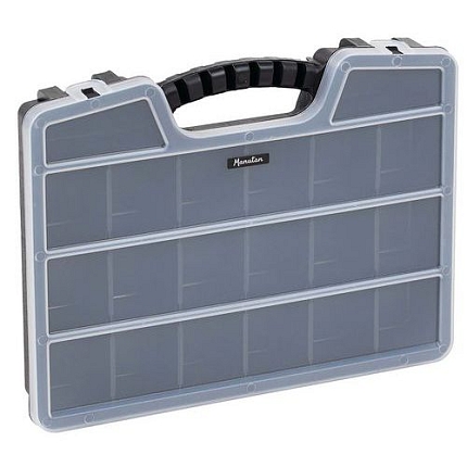 Plastový organizér Manutan Expert, 15 přihrádek, 40 x 30,5 x 6,2 cm