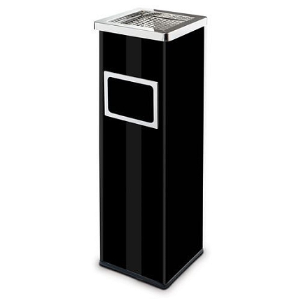 Kovový venkovní odpadkový koš Mirage s popelníkem, objem 22 l, černý