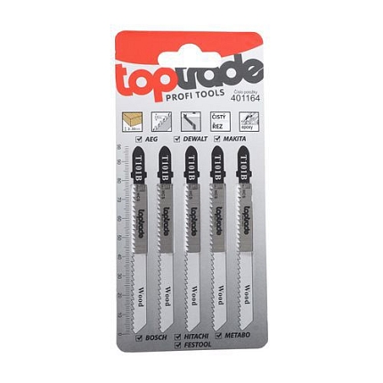 TOPTRADE list pilový, pro přímočarou pilu, T101B 100 mm, dřevo, balení 5 ks