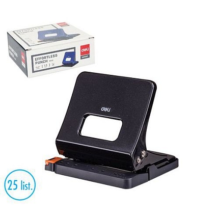 Děrovačka DELI do 25 listů, černá