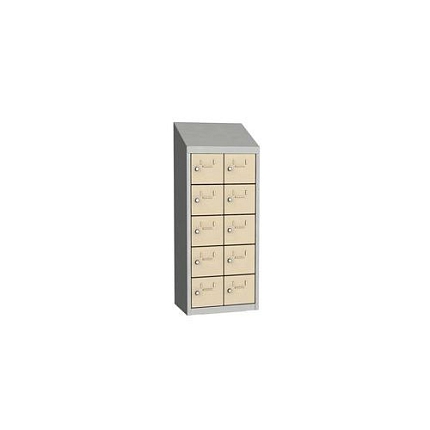 Svařovaná skříň na osobní věci Olaf, 10 boxů, cylindrický zámek, šedá/slonovina