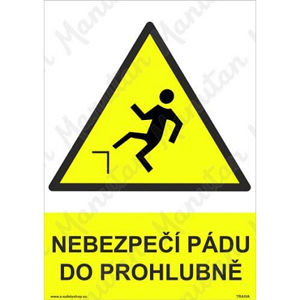 Nebezpeční pádu do prohlubně, plast 148 x 210 x 0,5 mm A5