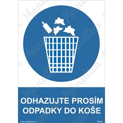 Odhazujte prosím odpadky do koše, samolepka 210 x 297 x 0,1 mm A4