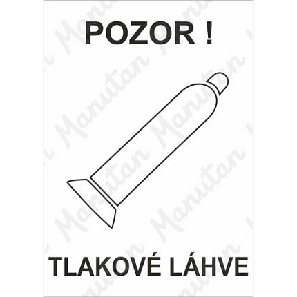 Pozor tlakové láhve, plast 148 x 210 x 2 mm A5