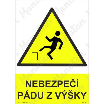 Nebezpečí pádu z výšky, plast 210 x 297 x 0,5 mm A4