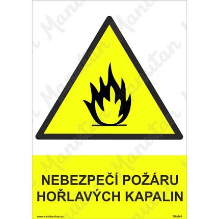 Nebezpečí požáru hořlavých kapalin, samolepka 210 x 297 x 0,1 mm A4