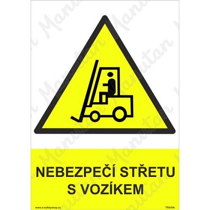 Nebezpečí střetu s vozíkem, plast 297 x 420 x 2 mm A3