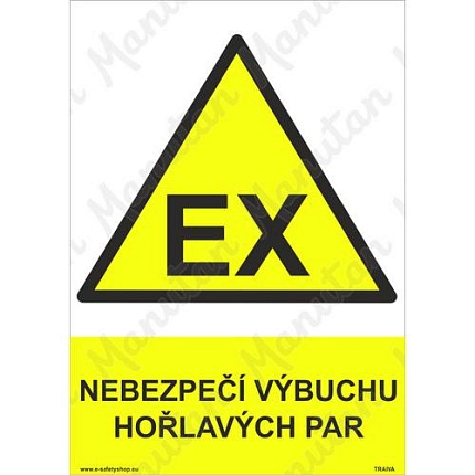 Nebezpečí výbuchu hořlavých par, plast 210 x 297 x 0,5 mm A4