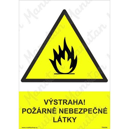 Výstraha požárně nebezpečné látky, plast 210 x 297 x 0,5 mm A4