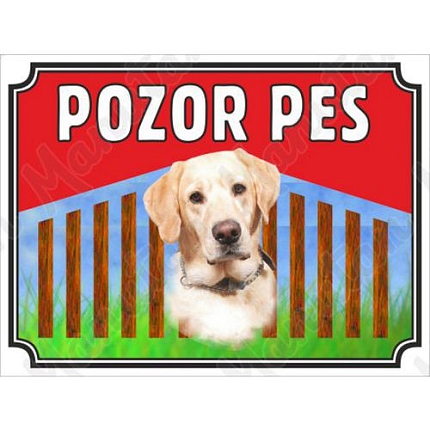Pozor pes - Labrador, plast 210 x 148 x 2 mm A5