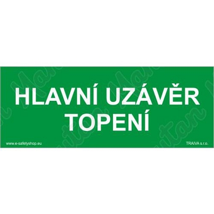 Hlavní uzávěr topení, samolepka 210 x 80 x 0,1 mm