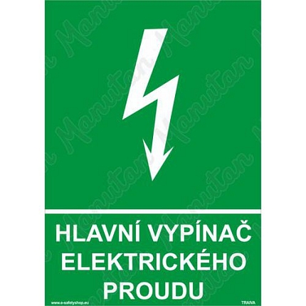 Hlavní vypínač elektrického proudu, plast 210 x 297 x 0,5 mm A4