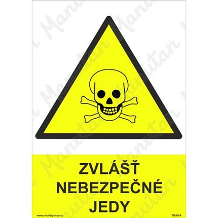 Zvlášť nebezpečné jedy, samolepka 210 x 297 x 0,1 mm A4