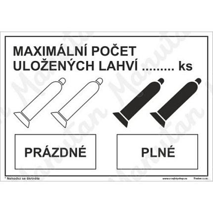 Maximální počet uložených láhví, samolepka 210 x 148 x 0,1 mm A5