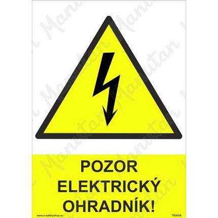 Pozor elektrický ohradník, plast 210 x 297 x 2 mm A4