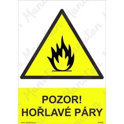 Pozor hořlavé páry, samolepka 210 x 297 x 0,1 mm A4