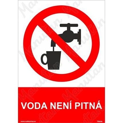 Voda není pitná, plast 210 x 297 x 2 mm A4