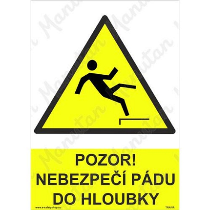 Pozor nebezpečí pádu do hloubky, samolepka 210 x 297 x 0,1 mm A4