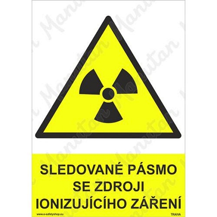 Sledované pásmo se zdroji ionizujícího záření, samolepka 297 x 420 x 0,1 mm A3