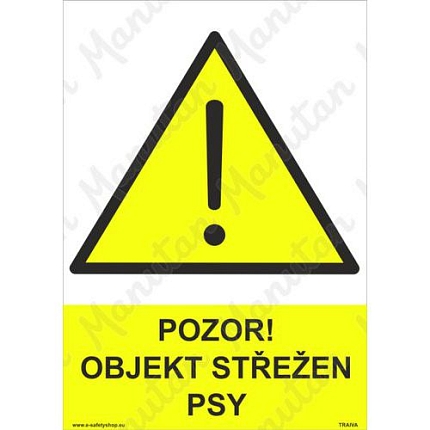 Pozor objekt střežen psy, samolepka 148 x 210 x 0,1 mm A5
