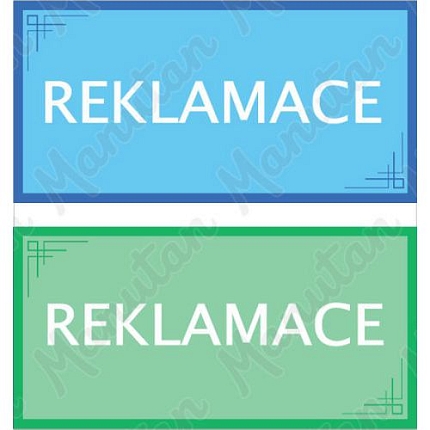 Reklamace, samolepka 200 x 100 x 0,1 mm, modrá