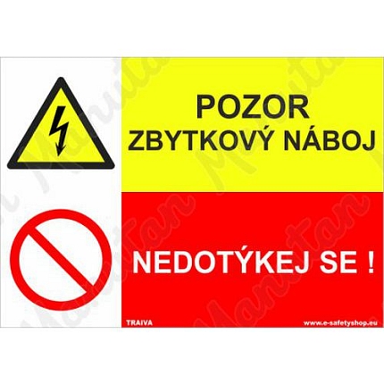 Pozor zbytkový náboj, samolepka 210 x 148 x 0,1 mm A5