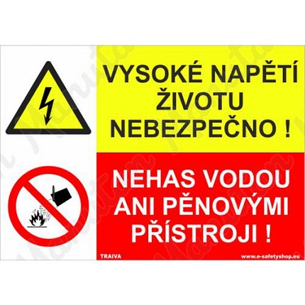 Vysoké napětí životu nebezpečno, plast 297 x 210 x 0,5 mm A4