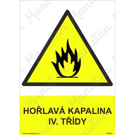 Hořlavá kapalina IV. třídy, plast 210 x 297 x 0,5 mm A4