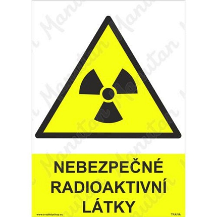 Nebezpečné radioaktivní látky, plast 148 x 210 x 0,5 mm A5