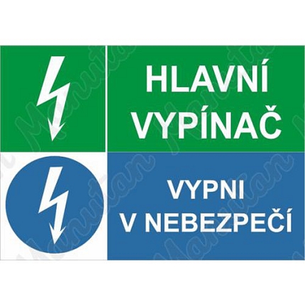 Hlavní vypínač, plast 297 x 210 x 0,5 mm A4