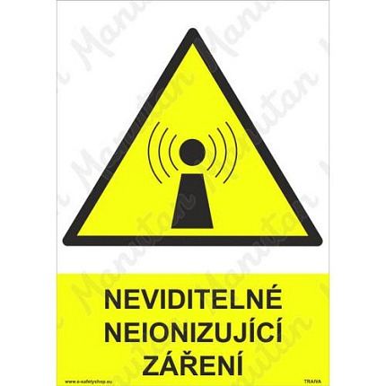 Neviditelné neionizující záření, samolepka 148 x 210 x 0,1 mm A5