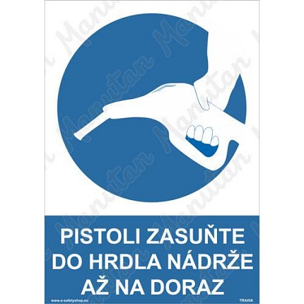 Pistoli zasuňte do hrdla nádrže až na doraz, samolepka 210 x 297 x 0,1 mm A4