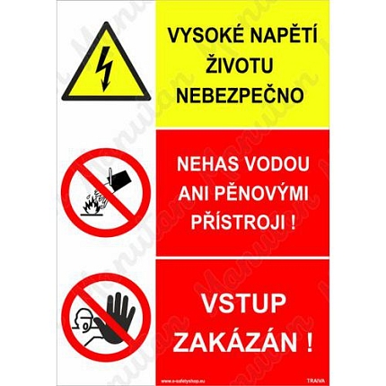 Vysoké napětí životu nebezpečno, plast 297 x 420 x 2 mm A3