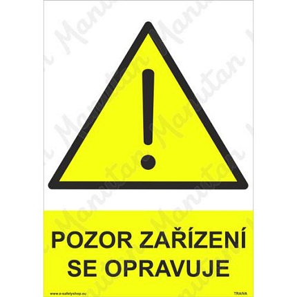 Pozor zařízení se opravuje, plast 148 x 210 x 2 mm A5