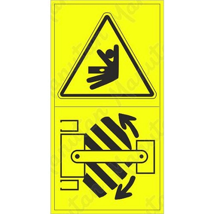 Výstraha možnost bočního stlačení nebo naražení, samolepka 95 x 175 x 0,1 mm