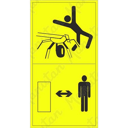 Výstraha dodržuj vzdálenost od rotační sekačky, samolepka 95 x 175 x 0,1 mm