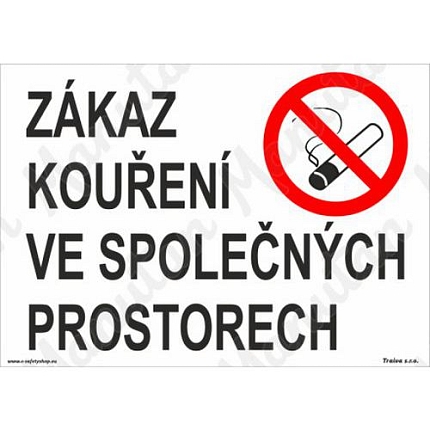 Zákaz kouření ve společných prostorech, plast 297 x 210 x 0,5 mm A4