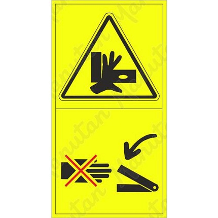Výstraha možnost stlačení horních končetin boční silou, samolepka 45 x 85 x 0,1 mm