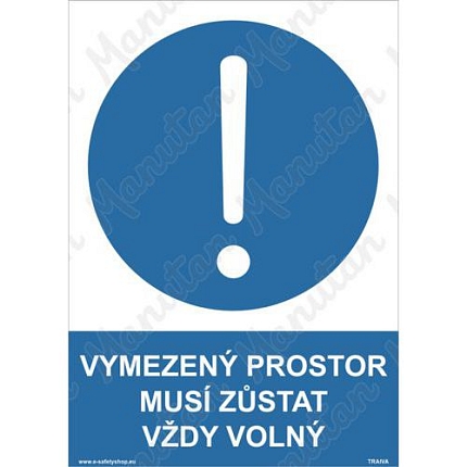 Vymezený prostor musí zůstat vždy volný, plast 210 x 297 x 0,5 mm A4