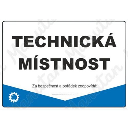 Technická místnost, samolepka 210 x 148 x 0,1 mm A5