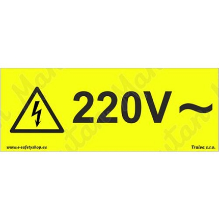 220V střídavé napětí, samolepka 210 x 80 x 0,1 mm