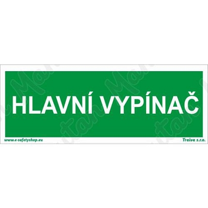 Hlavní vypínač, samolepka 100 x 30 x 0,1 mm, arch 18 ks