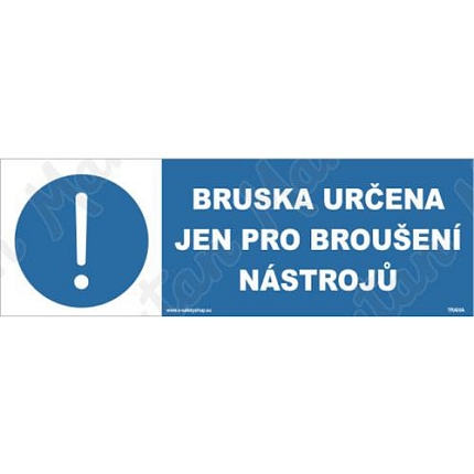 Bruska určena jen pro broušení nástrojů, samolepka 210 x 80 x 0,1 mm