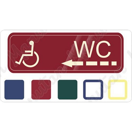 WC invalida vlevo, samolepka 200 x 70 x 0,1 mm, červená
