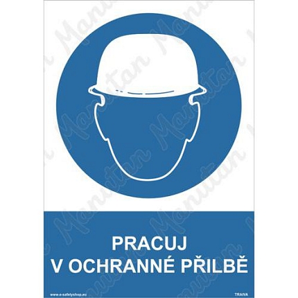 Pracuj v ochranné přilbě, samolepka 148 x 210 x 0,1 mm A5