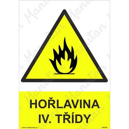 Hořlavina IV. třídy, samolepka 210 x 297 x 0,1 mm A4