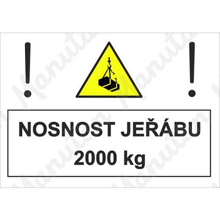 Nosnost jeřábu 2000 kg, plast 297 x 210 x 0,5 mm A4